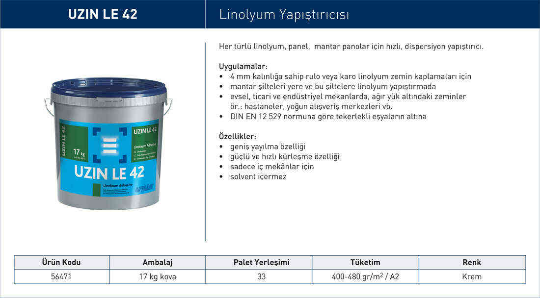LE42 Linolyum Yapıştırıcısı | Çağrı Zemin Kaplama